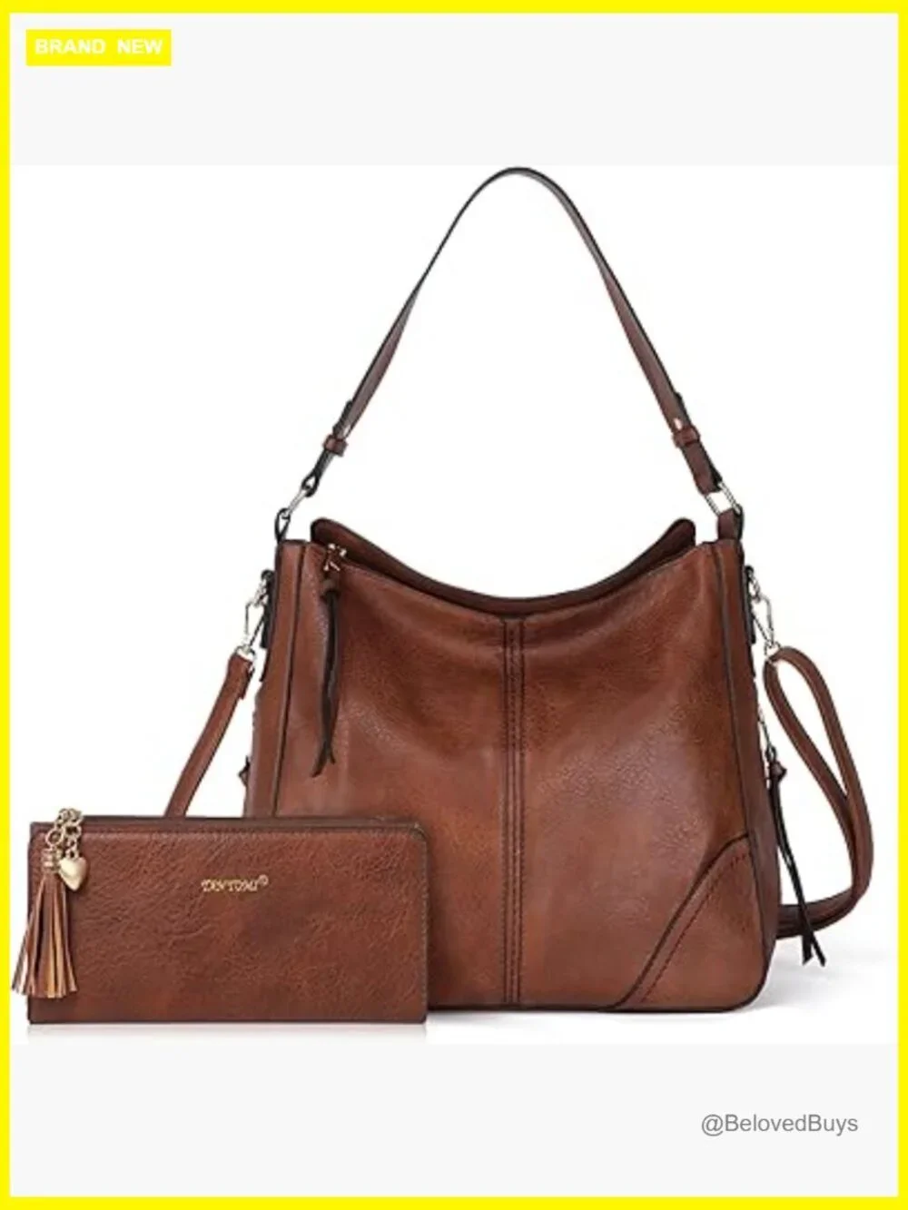 2pcs PU Leather Hobo Crossbody Bag Set with Wallet